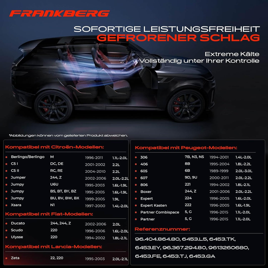 Frankberg Klimakompressor Klimaanlage für Berlingo C5 I/II Evasion Jumper Jumpy Xsara Ducato Scudo U