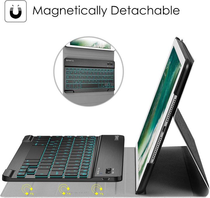 Fintie Beleuchtete Tastatur Hülle für iPad 9.7 Zoll 2018 2017 / iPad Air 2 / Air 1 - Ultradünn Schut