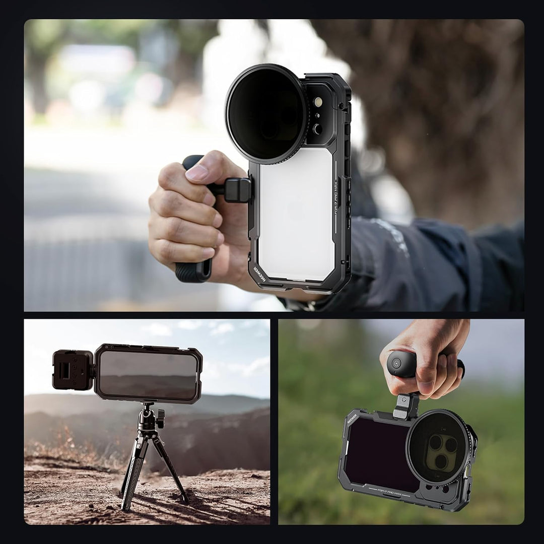 NEEWER 17 Pro Max Käfig Cage Video Rig Handy Stabilisator Set kompatibel mit iPhone 17 Pro Max mit 6