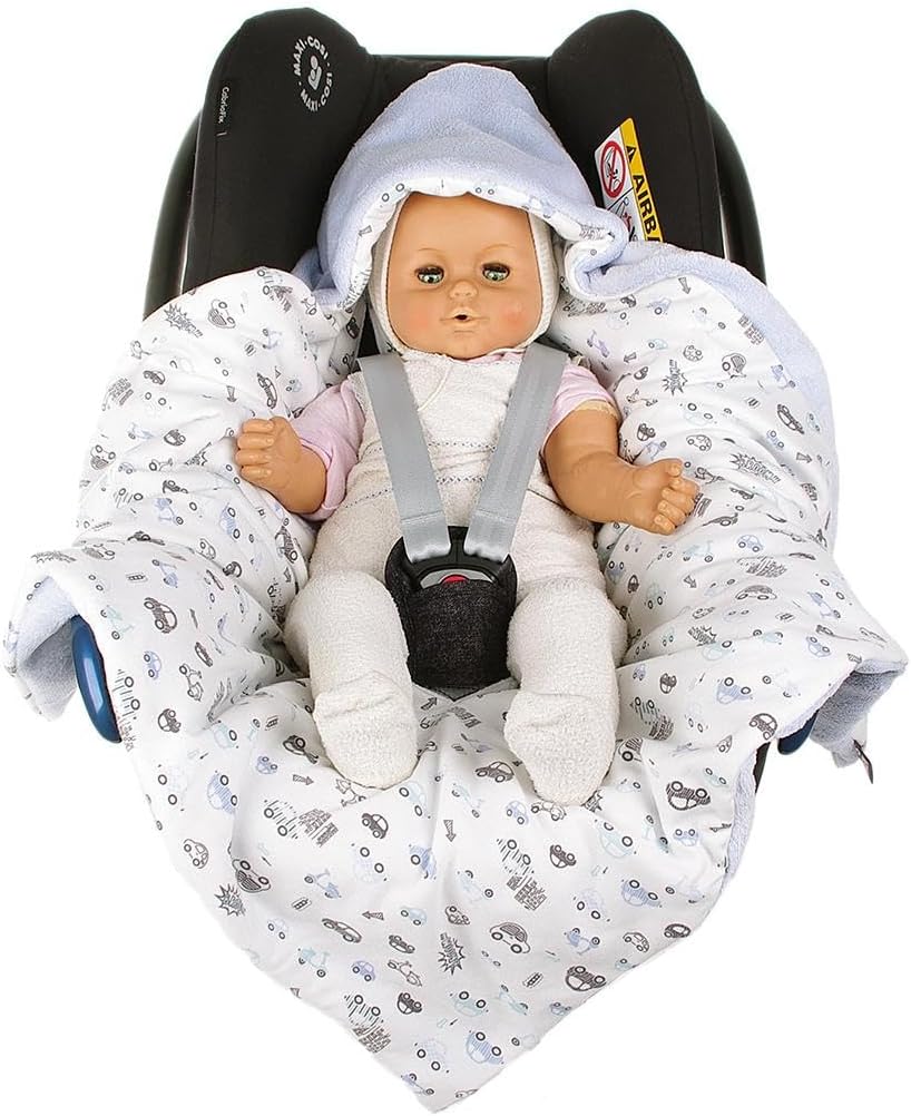 Einschlagdecke für die Babyschale Babyschalenfusssack Sommer Fusssack (Grau, Auto) Grau Auto, Grau A