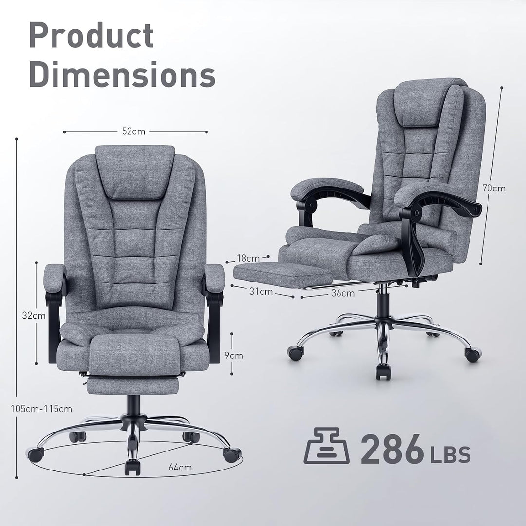 rattantree Bürostuhl Mit Fussstütze, Ergonomischer Schreibtischstuhl, PC Computerstuhl mit Gepolster