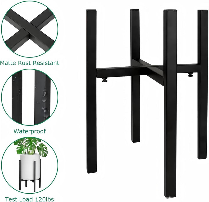 Verstellbarer Pflanzenständer-Blumenständer Metall Schwarz mit 4 Umlenkrollen für 24-38 cm Verschied