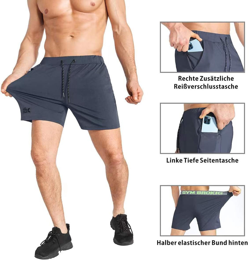 BROKIG Herren Sport Shorts Schnell Trocknend Kurze Hose Sporthose Trainingsshorts für Laufsport S Du