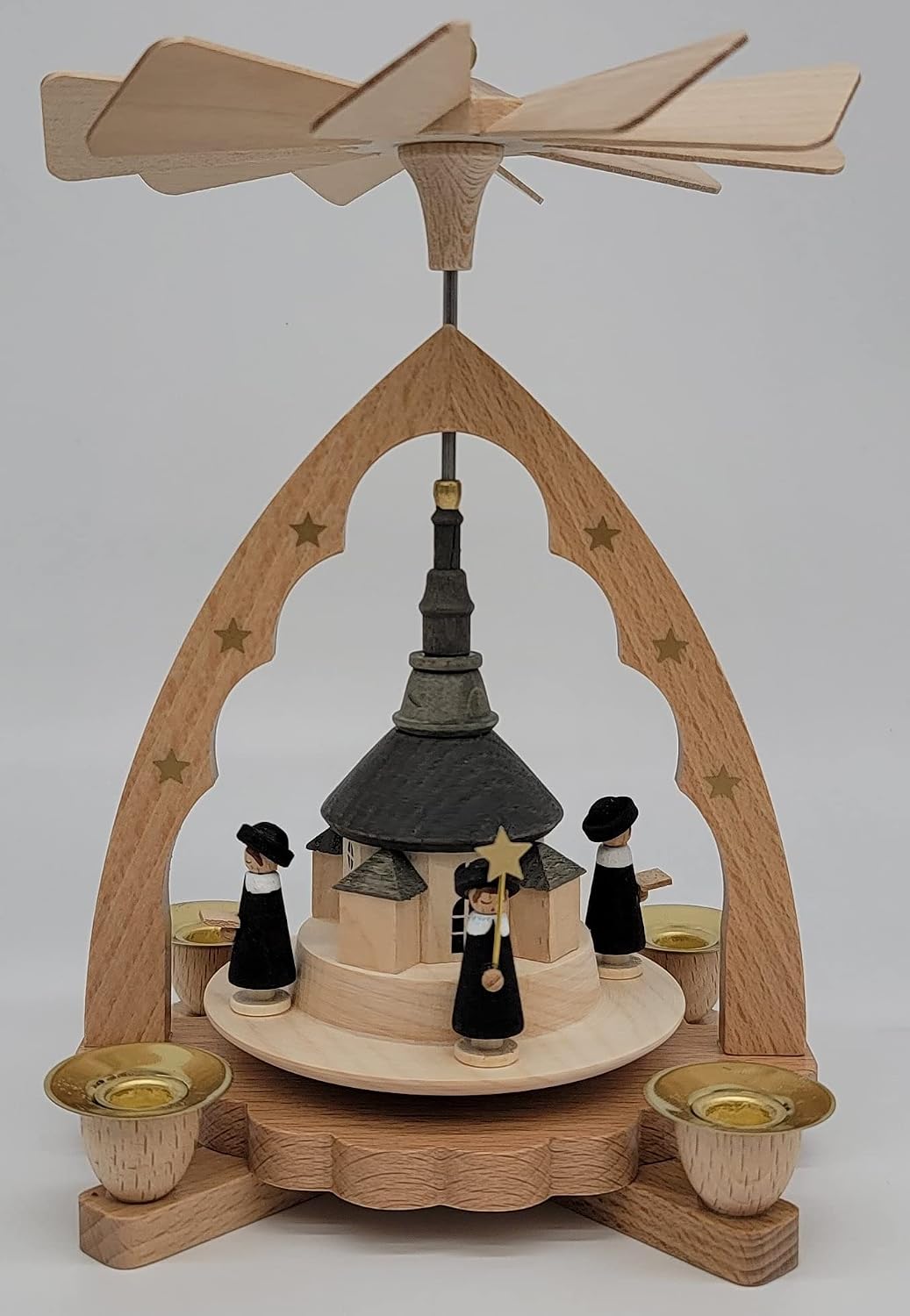 Richard Glässer Seiffen Weihnachtspyramide, Natur, 18 cm hoch