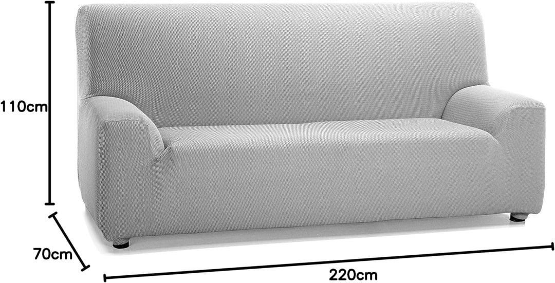 Martina Home Tunez - Stretch Sofabezug für Sofa, Grau (Alma), 3-Sitzer (Sofagrösse: 180-240cm) 3 Sit