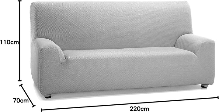 Martina Home Tunez - Stretch Sofabezug für Sofa, Grau (Alma), 3-Sitzer (Sofagrösse: 180-240cm) 3 Sit