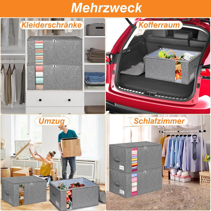 mepure Aufbewahrungsbox mit Deckel Gross, 60L Kleidung Stoffboxen Aufbewahrung mit Stabile Seitenwän