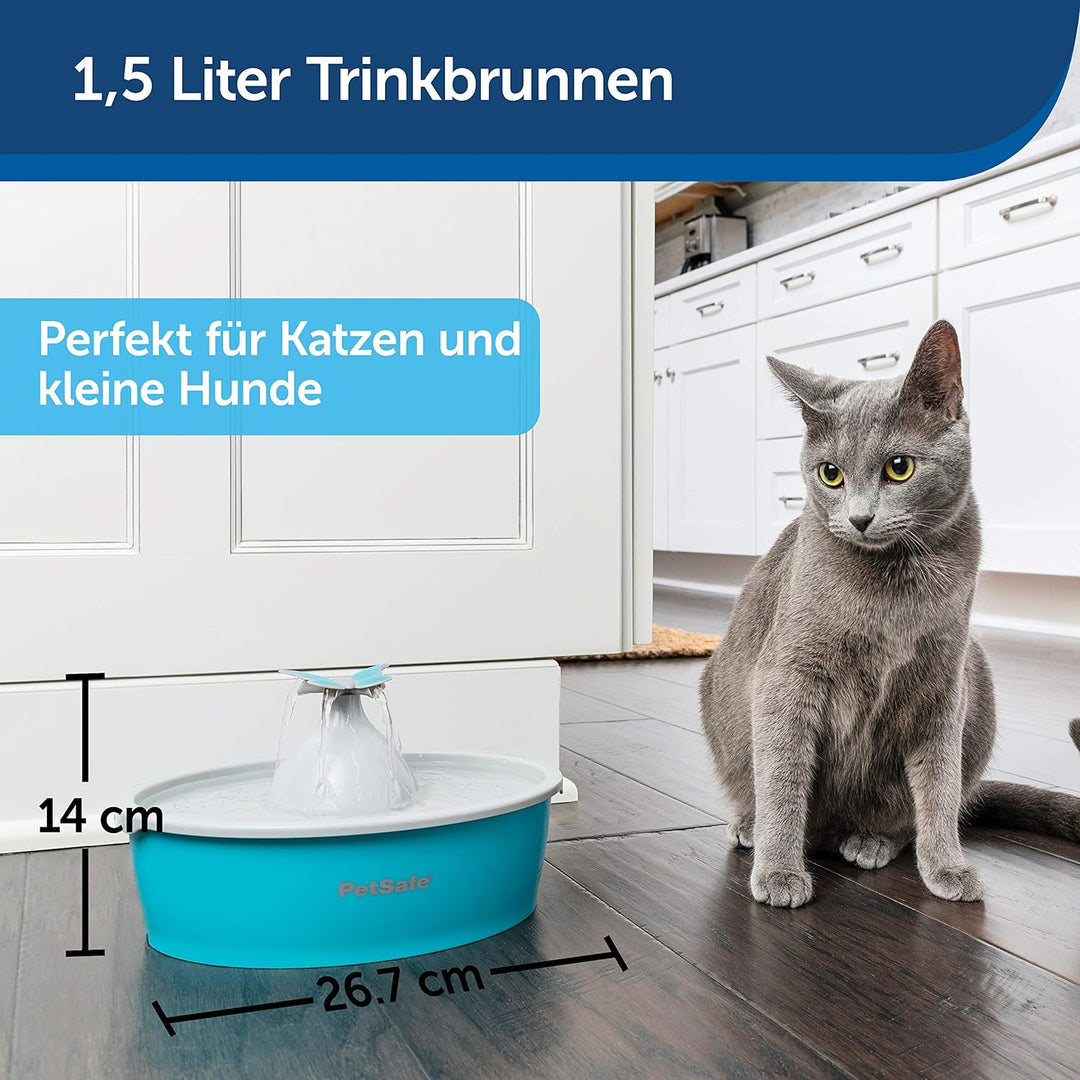 PetSafe Drinkwell Butterfly Trinkbrunnen für Katzen und kleine Hunde, BPA-freier Kunststoff, 1,5 Lit