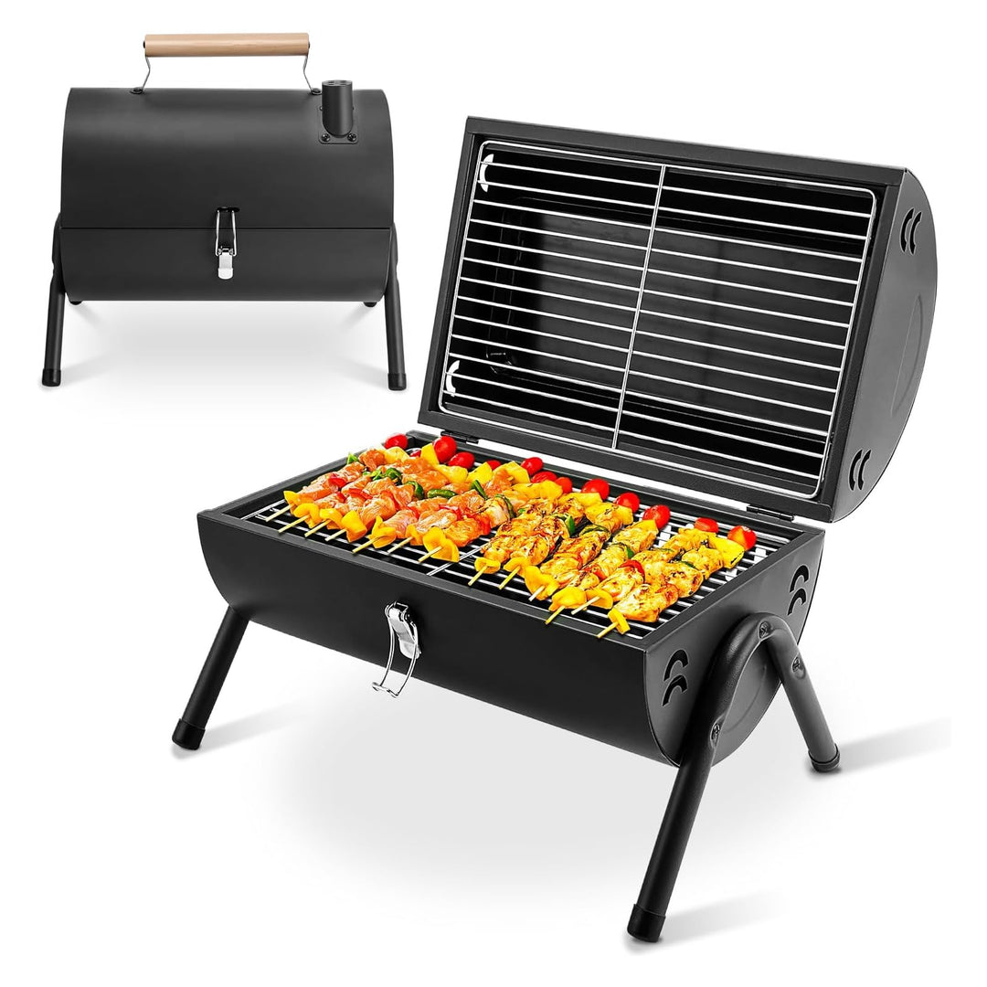 BBQ Grill Tragbar Grill Holzkohlegrill Klappbar Camping Grill Doppelseitig Räuchergrill für Outdoor