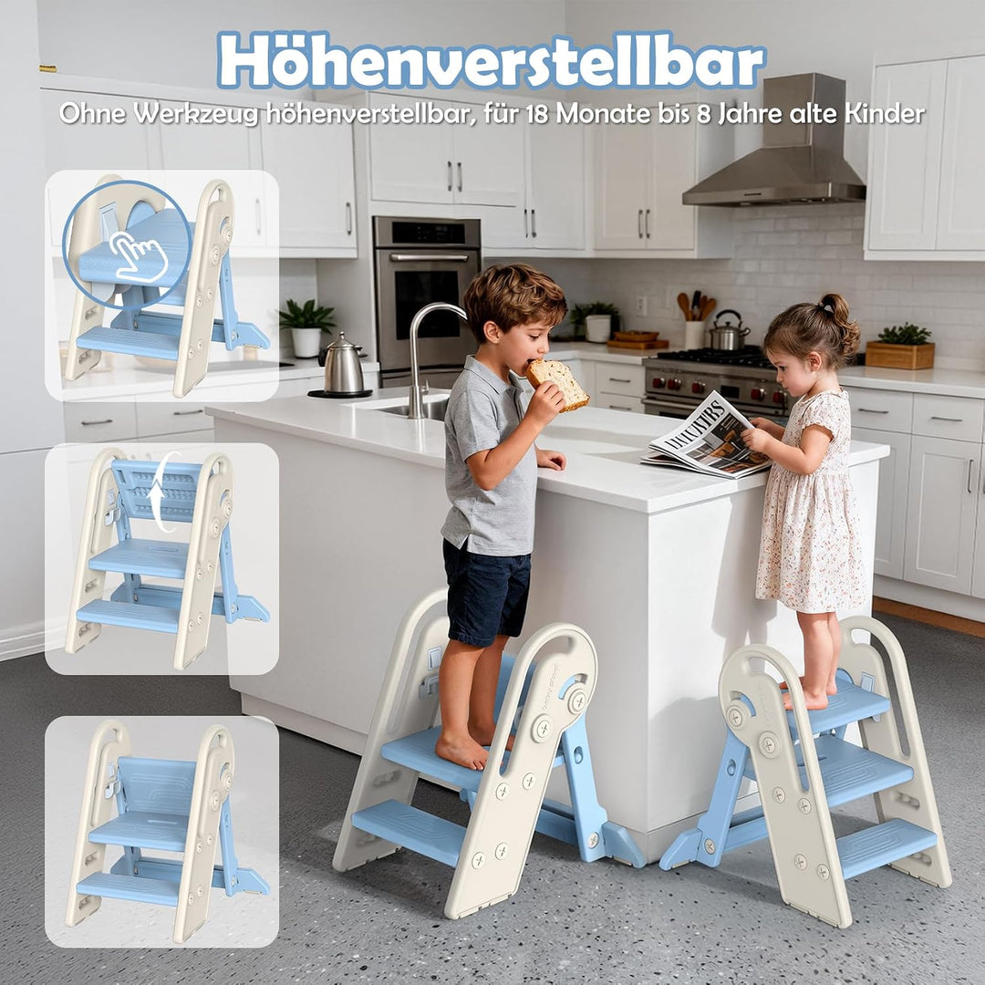 Onasti Tritthocker Kinder, Höhenverstellbar 3 Stufen Hocker Kinder, Trittschemel für Baby mit Handha