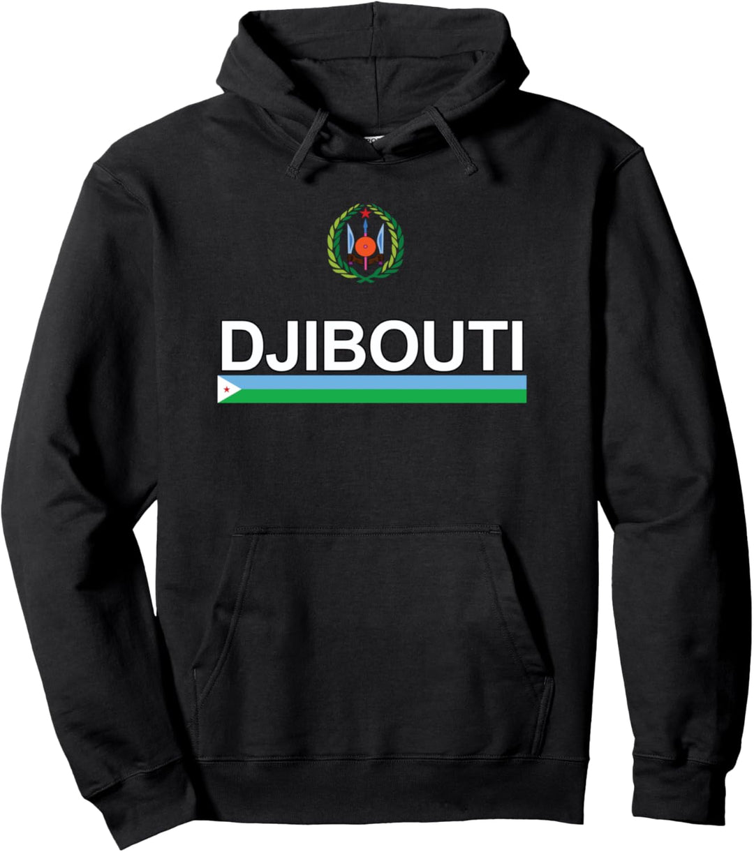 Sports-style Flag and Emblem Djibouti Pullover Hoodie