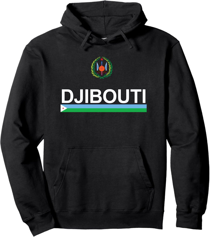 Sports-style Flag and Emblem Djibouti Pullover Hoodie