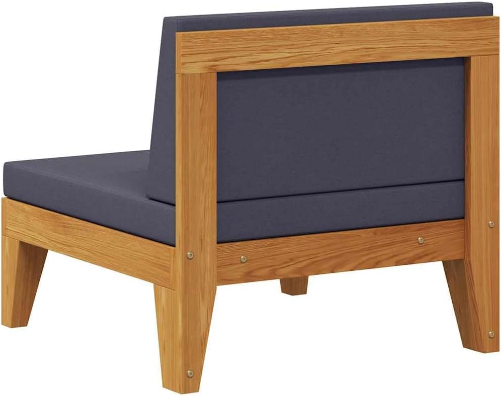 vidaXL Akazienholz Massiv Modular Mittelsofa mit Dunkelgrauen Kissen Gartensofa Sofa Lounge Gartenmö