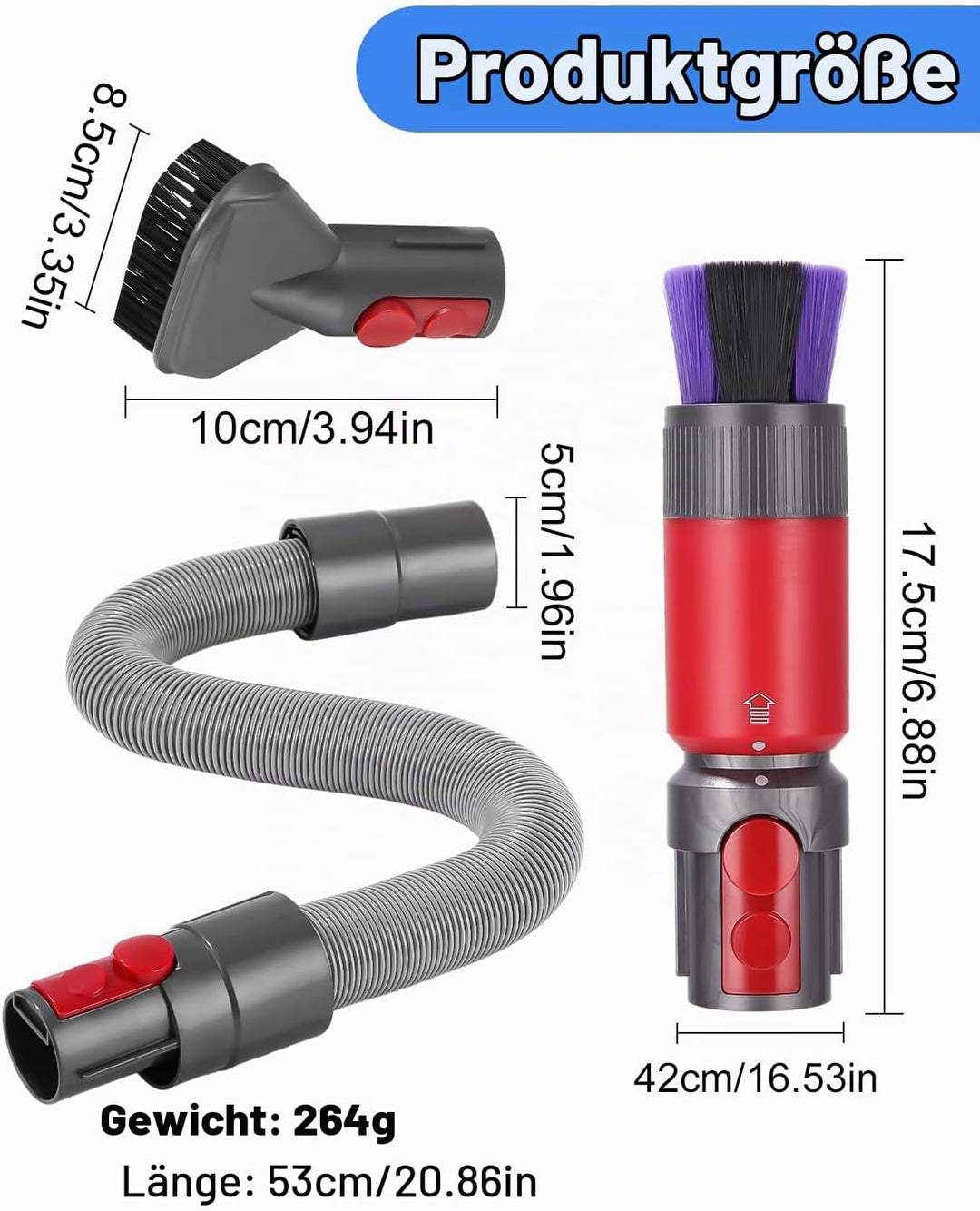 3 Rückstandsloser Staubpinsel Staubsauger Zubehör,Kratzfreie Staubbürste V15/V8/V10/V11/V12 mit Flex