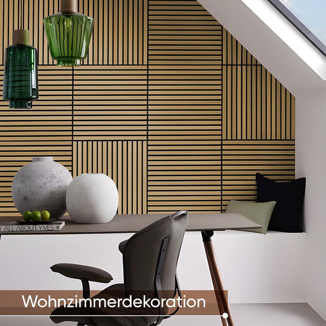Dekorative Wandpaneele mit Filz und MDF Leisten – 60x60 cm - Nachhallreduzierend & Flexibel – 3 mm F