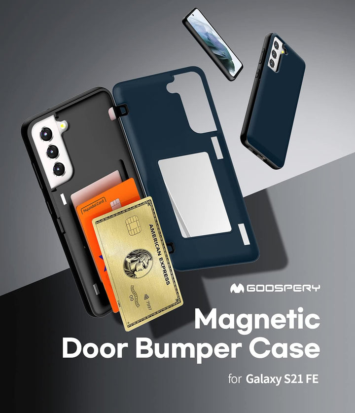 GOOSPERY Magnetic Door Bumper Hülle Kompatibel mit Galaxy S21 FE, Dual Layer protektive Kartenhalter