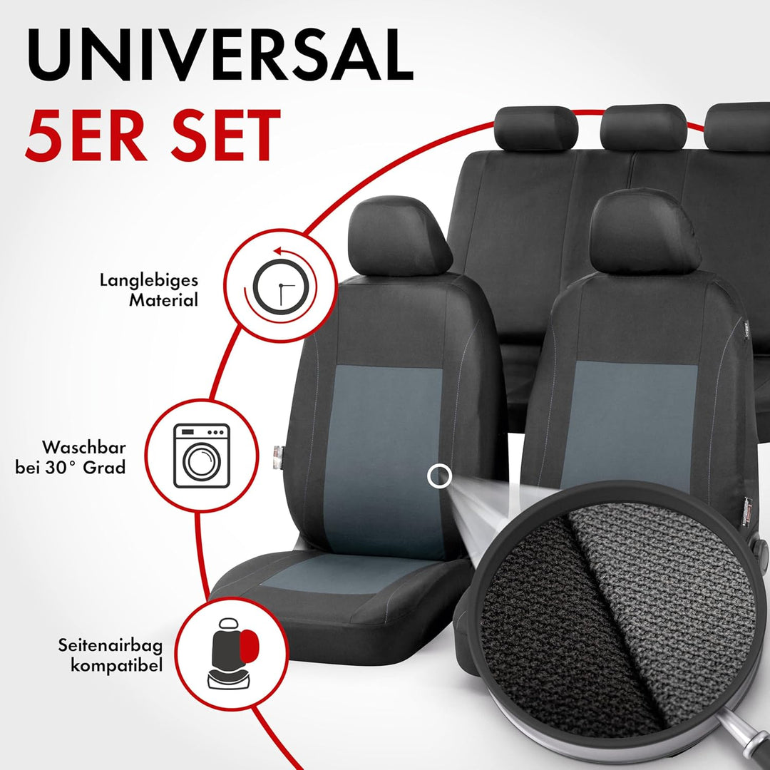 Walser Auto-Sitzbezug Sandray Komplettset, Universal PKW-Sitzbezüge 4-teilig, Auto-Schonbezüge, 2 Vo