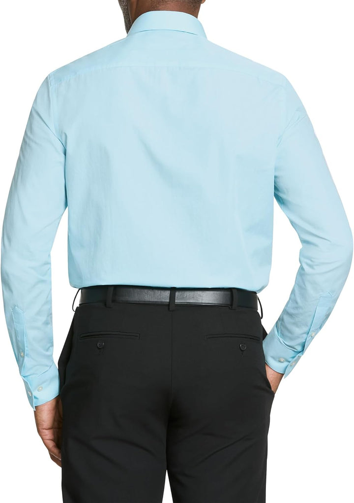 Van Heusen Herren Popeline, Normale Passform, Fester Spitzkragen Klassisches Hemd 39 cm Hals 86 cm-