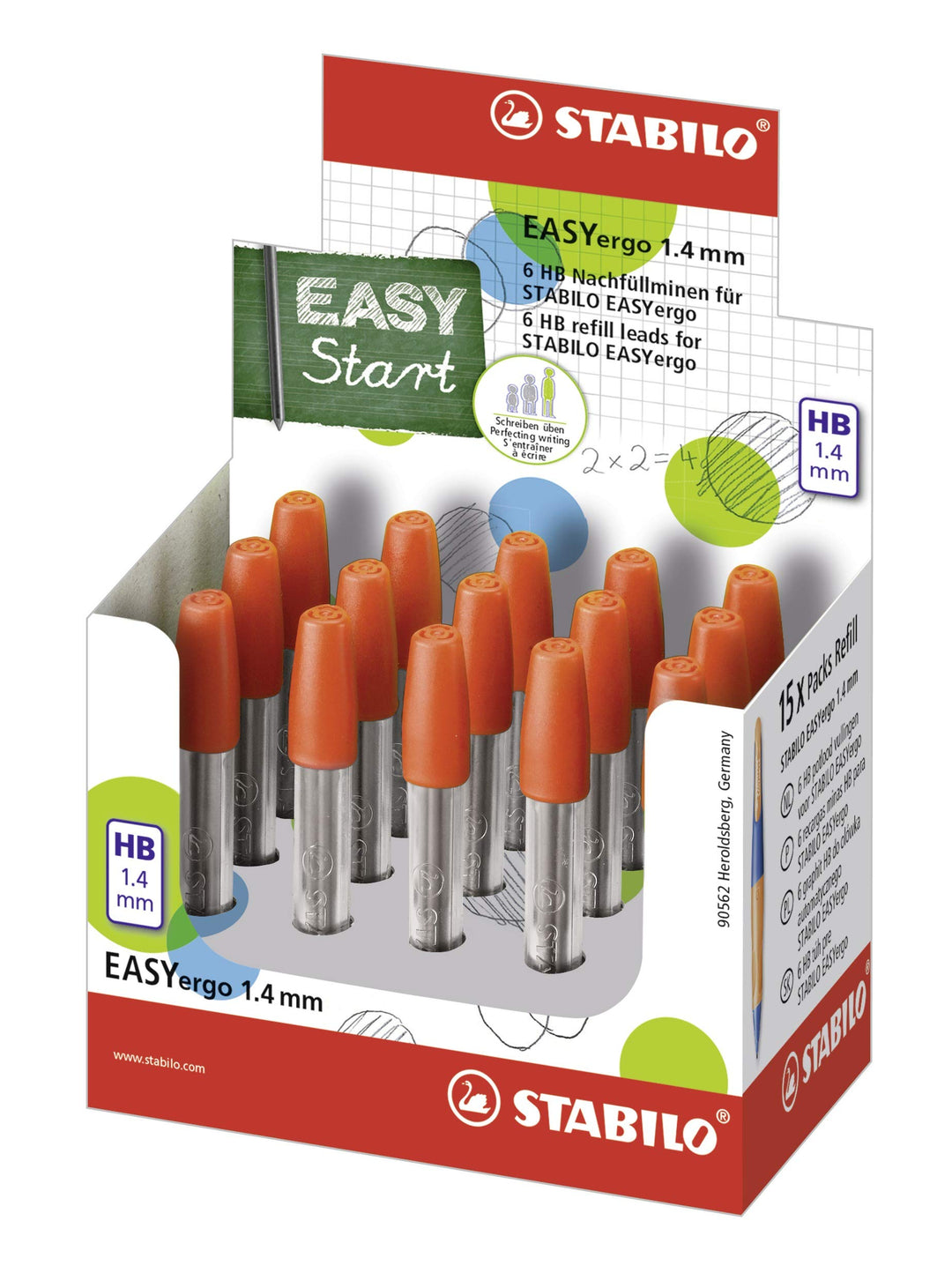 Minen zum Nachfüllen - STABILO EASYergo 1.4 Nachfüllminen - 15x 6er Pack - Härtegrad HB 15 x 6er Pac
