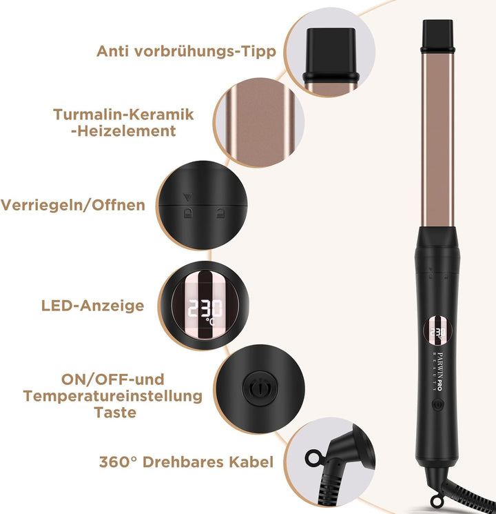 Lockenstab 5 in 1 PARWIN PRO BEAUTY Multifunktions Austauschbare Lockenstab Grosse und Kleine Kit mi