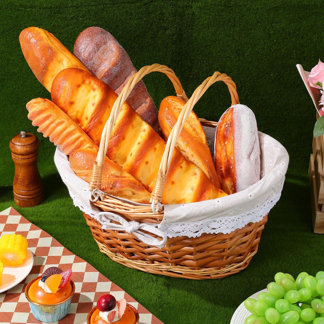 Toyvian Korb mit Griff - Gewebtes Weidenpicknickkorb-Set mit Liner Ovaler Aufbewahrungskorb ohne Inh