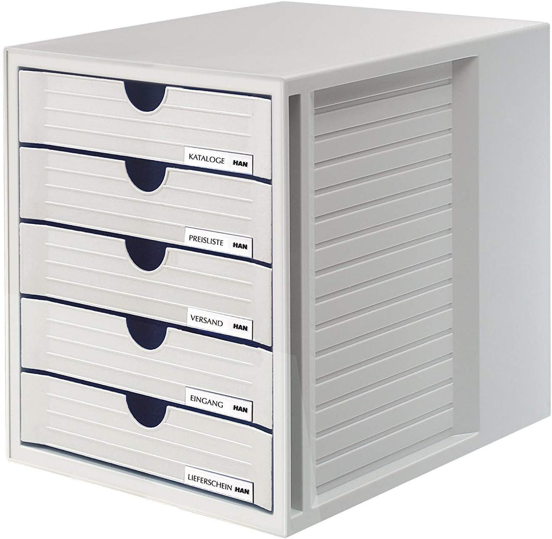 HAN Schubladenbox SYSTEMBOX 1450-11 in grau – Ordnungsbox DIN A4 – Aufbewahrungsbox mit geschlossene
