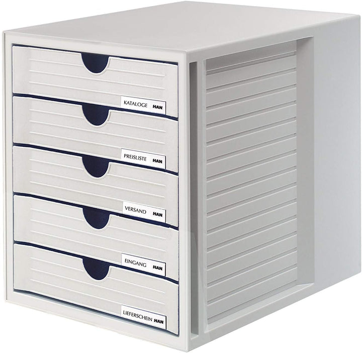 HAN Schubladenbox SYSTEMBOX 1450-11 in grau – Ordnungsbox DIN A4 – Aufbewahrungsbox mit geschlossene