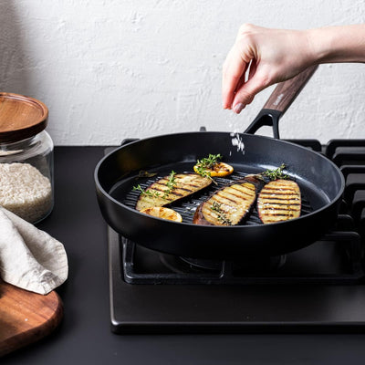 GreenPan Eco-Smartshape Gesunde keramische Antihaft-Grillpfanne, 28 cm, dunkles Holz, PFAS-frei, ind