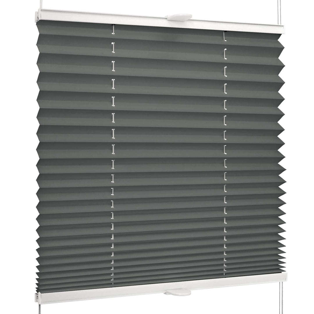 SchattenFreude Basic Klemmfix-Plissee für Fenster | Mit Klemm-Haltern | Ohne Bohren | Anthrazit, Bre