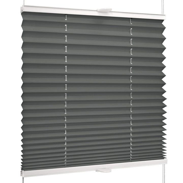 SchattenFreude Basic Klemmfix-Plissee für Fenster | Mit Klemm-Haltern | Ohne Bohren | Anthrazit, Bre