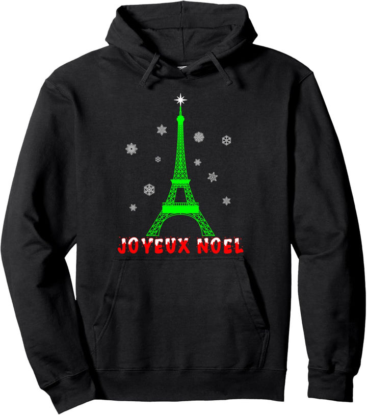 Joyeux Noel Französisch Paris Eiffelturm Frohe Weihnachten Pullover Hoodie