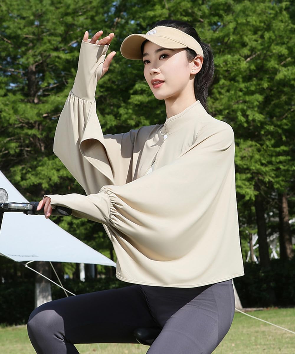 Elegtiskas Kühlender Damen-Umhang mit UV-Schutz, atmungsaktiv, mit Ärmeln, für Outdoor-Sportarten Kh