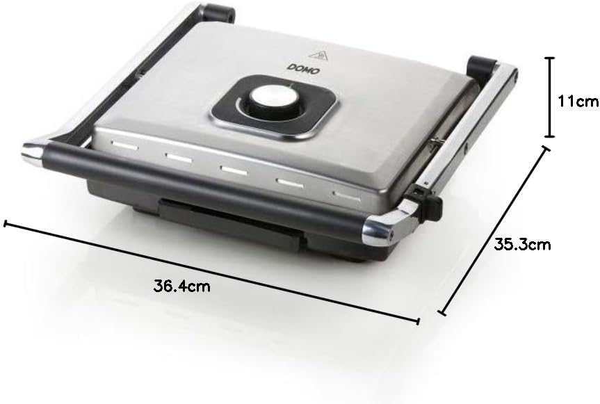 DOMO DO9135G Kontaktgrill - Edelstahl - Ideal zum Grillen von Paninis, Toasts, Fleisch, Fisch und Ge