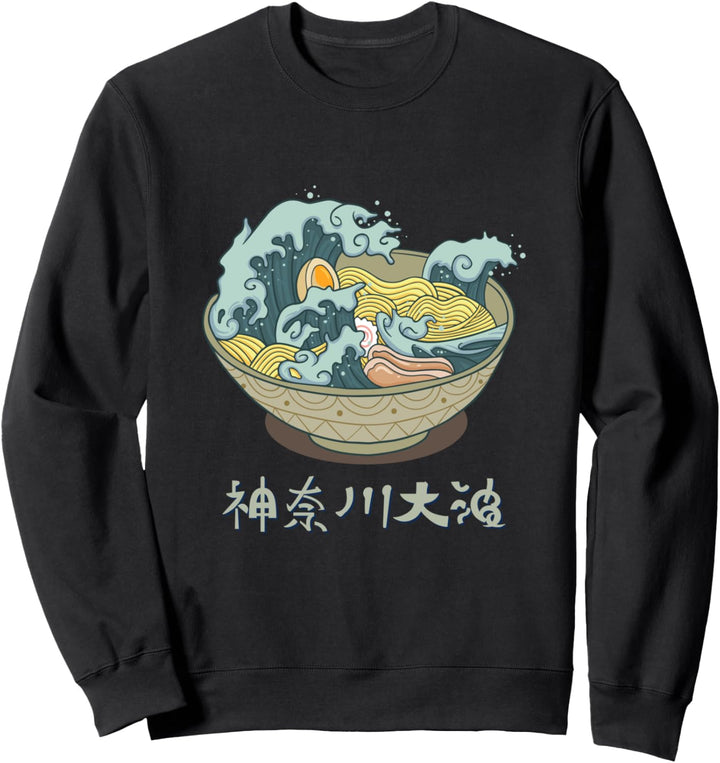 Kawaii künstlerische Ramen Grosse Welle vor Kanagawa Sweatshirt