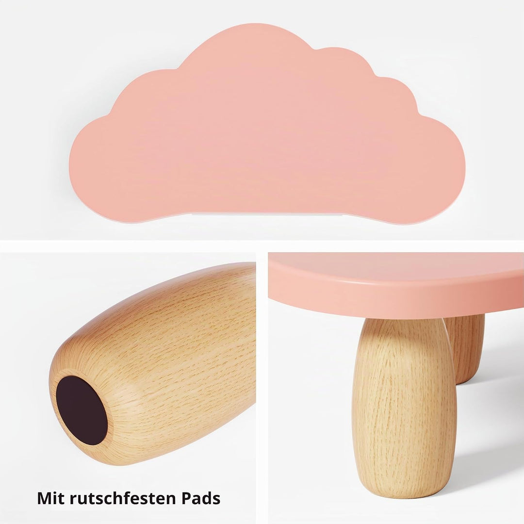 AFOOYO Monitorständer, Wolkenform, stabiles Holz, Computer-Monitorständer mit Schublade, Mehrzweck-S