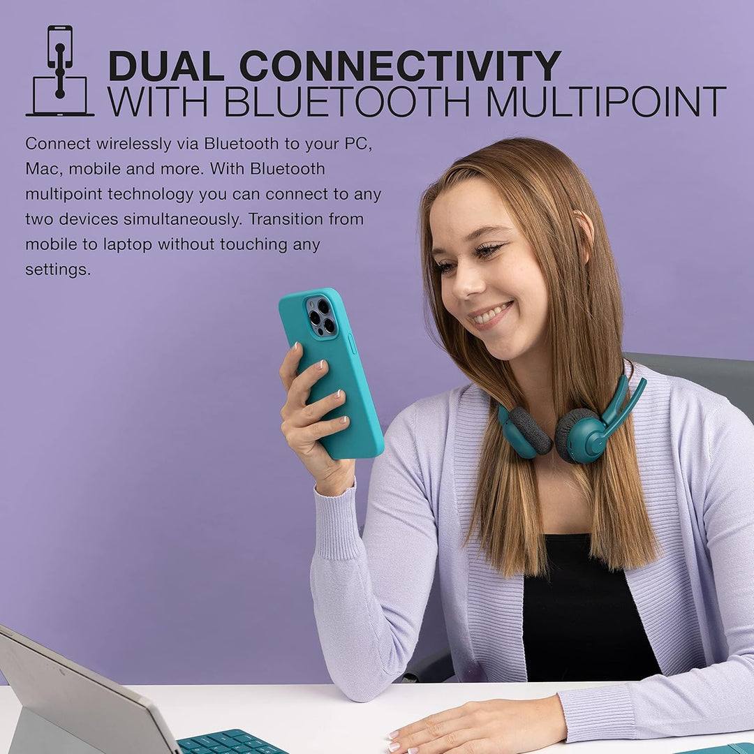 JLab Go Work Pop Wireless Headset mit Mikrofon, 50+ Std. Akku, Bluetooth On Ear PC Headset, kabellos