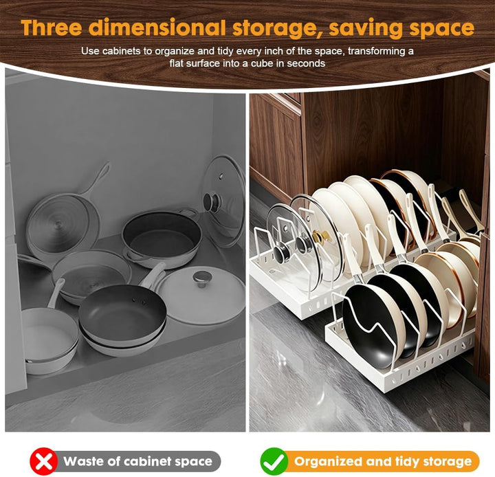 RANJIMA Topfdeckel Organizer, Ausziehbare Topfdeckel Organizer mit 8 Verstellbaren Fächern, Kitchen