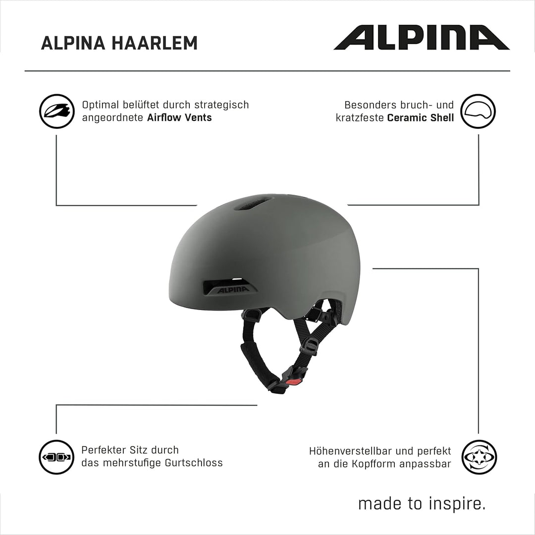 ALPINA HAARLEM - Robuster, Individuell Anpassbarer & Leichter Urban Fahrradhelm Für Erwachsene coffe