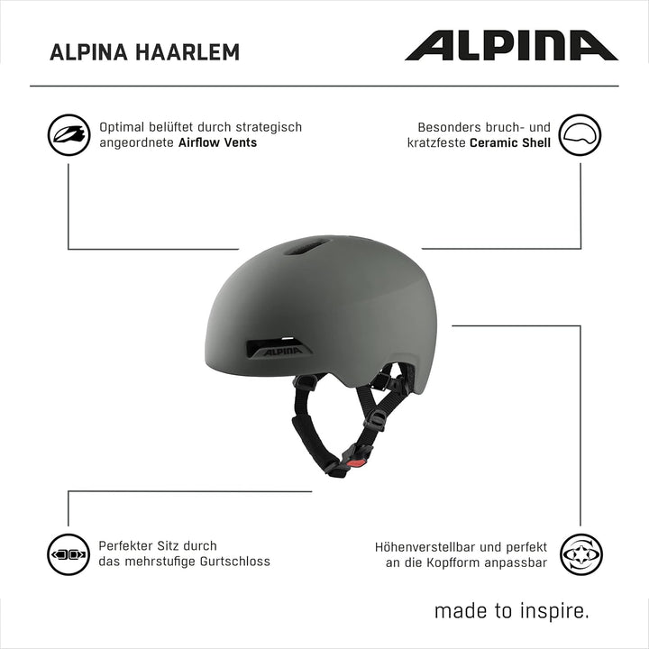 ALPINA HAARLEM - Robuster, Individuell Anpassbarer & Leichter Urban Fahrradhelm Für Erwachsene coffe