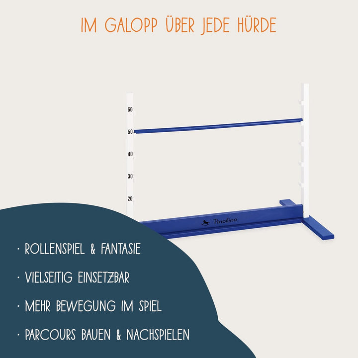 PINOLINO Hindernishürde Hoppe, Weiss/Blau, 1 Stück, Koordinationstraining – Ideal für Steckenpferd-R