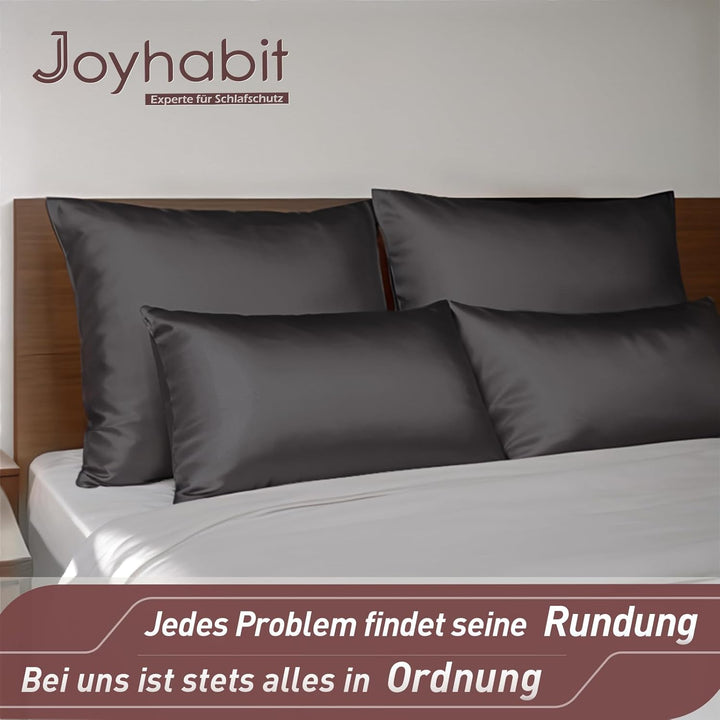 Joyhabit Seidenkissenbezug 80x80, Schwarz, 16MM Silk Pillowcase aus 100% Bio Maulbeerseide, Super fü