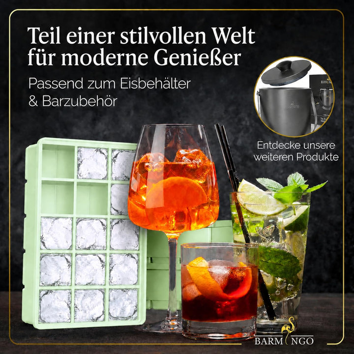 Silikon Eiswürfelform mit Deckel (3er Set) – BPA-freie Eiswürfelform gross/XXL | Grosse Eiswürfel Fo