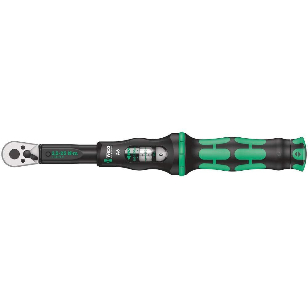 Wera 05075605001 Click-Torque A 6 Drehmomentschlüssel mit Umschaltknarre, Schwarz, Grün, 1/4" Sechsk