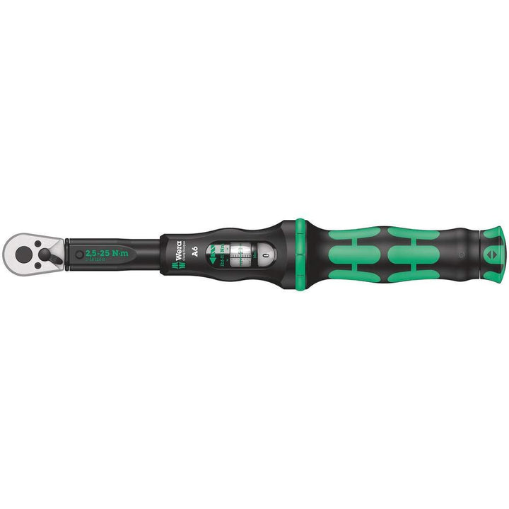 Wera 05075605001 Click-Torque A 6 Drehmomentschlüssel mit Umschaltknarre, Schwarz, Grün, 1/4" Sechsk