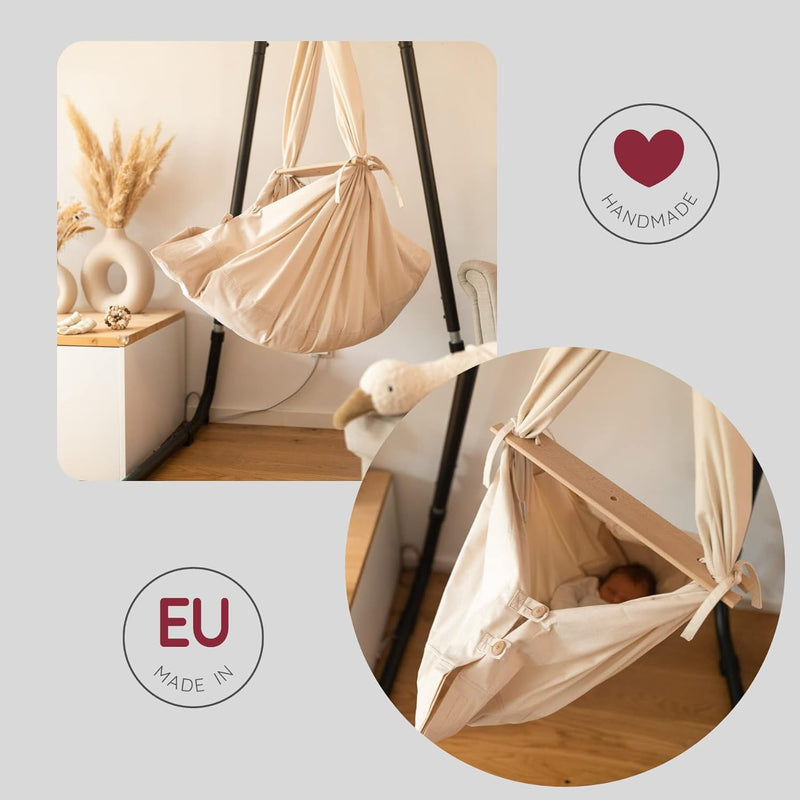 HOBEA-Germany Federwiege für Babys Babyfederwiege Babyhängematte Hängewiege Komplettset (rosa) Feder