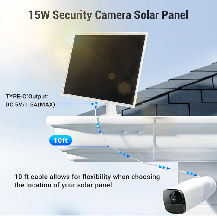 Solarpanel für Überwachungskamera, 15W -Kamera Solarpanel für Wiederaufladbare Batteriekamera Im Fre
