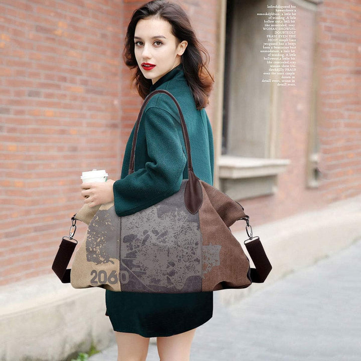 NICOLE & DORIS Canvas Damen Handtasche Henkeltaschen Tragetaschen für Frauen grosse Schultertasche D