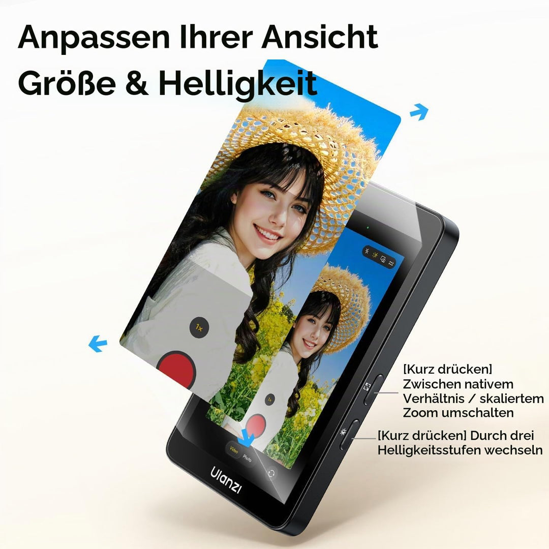 ULANZI VM1 Magnetischer Handy Selfie Monitor 3,97" IPS, 4K 60FPS Vlog Bildschirm, Magsafe Plug & Pla