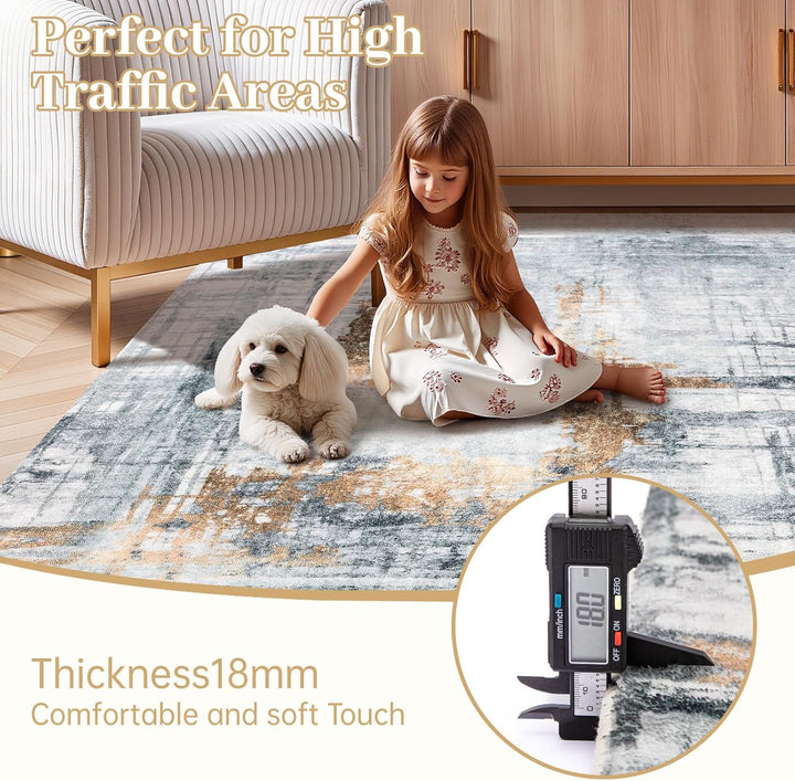 Tinyboy-hbq Teppiche Modern Designer für Wohnzimmer Kurzflor Teppich für Wohnzimmer Schlafzimmer Gra