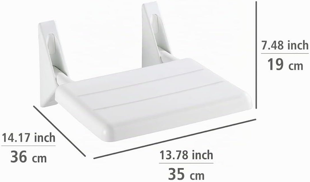 WENKO Duschklappsitz Secura - Duschsitz zum Klappen, 120 kg Tragkraft, Kunststoff (ABS), 35 x 19 x 3